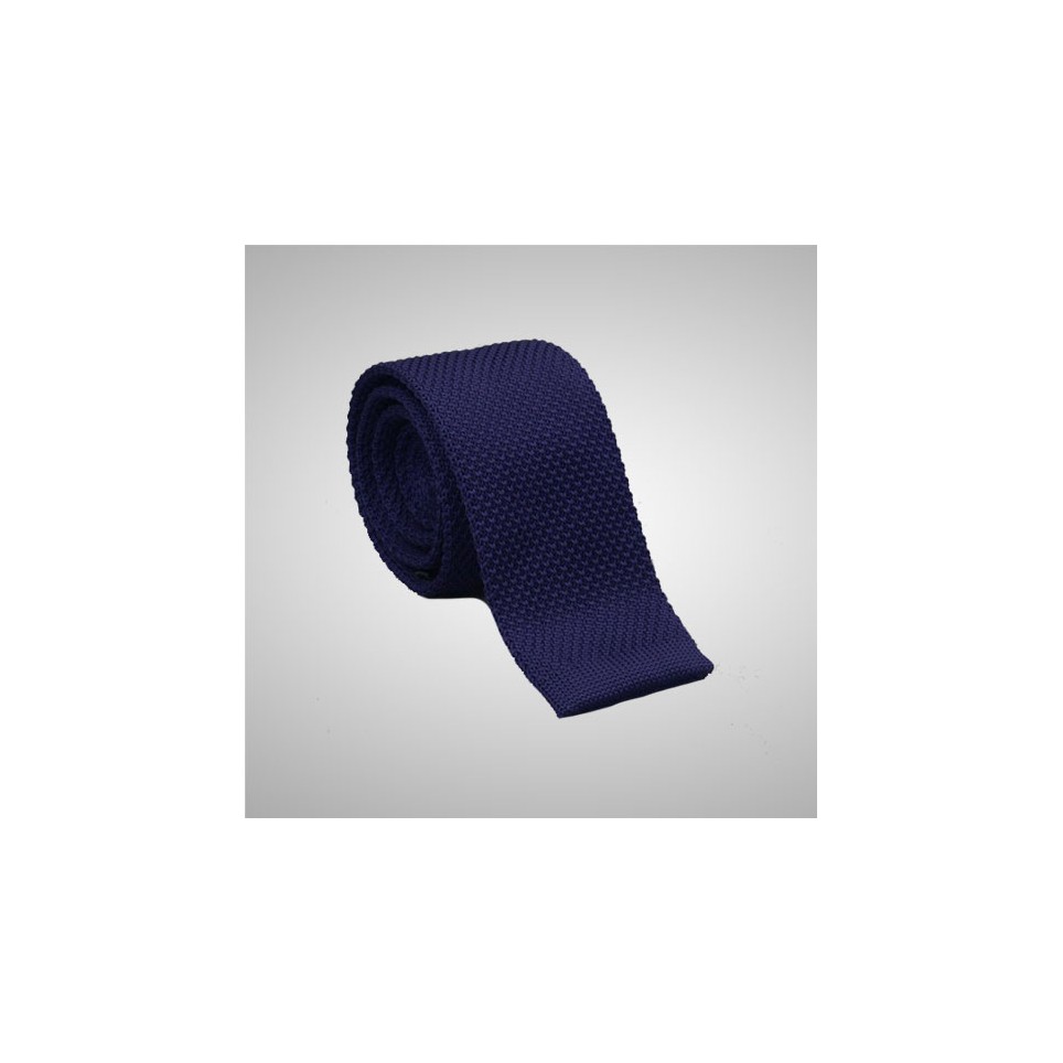 Cravate en laine Bleu tressée