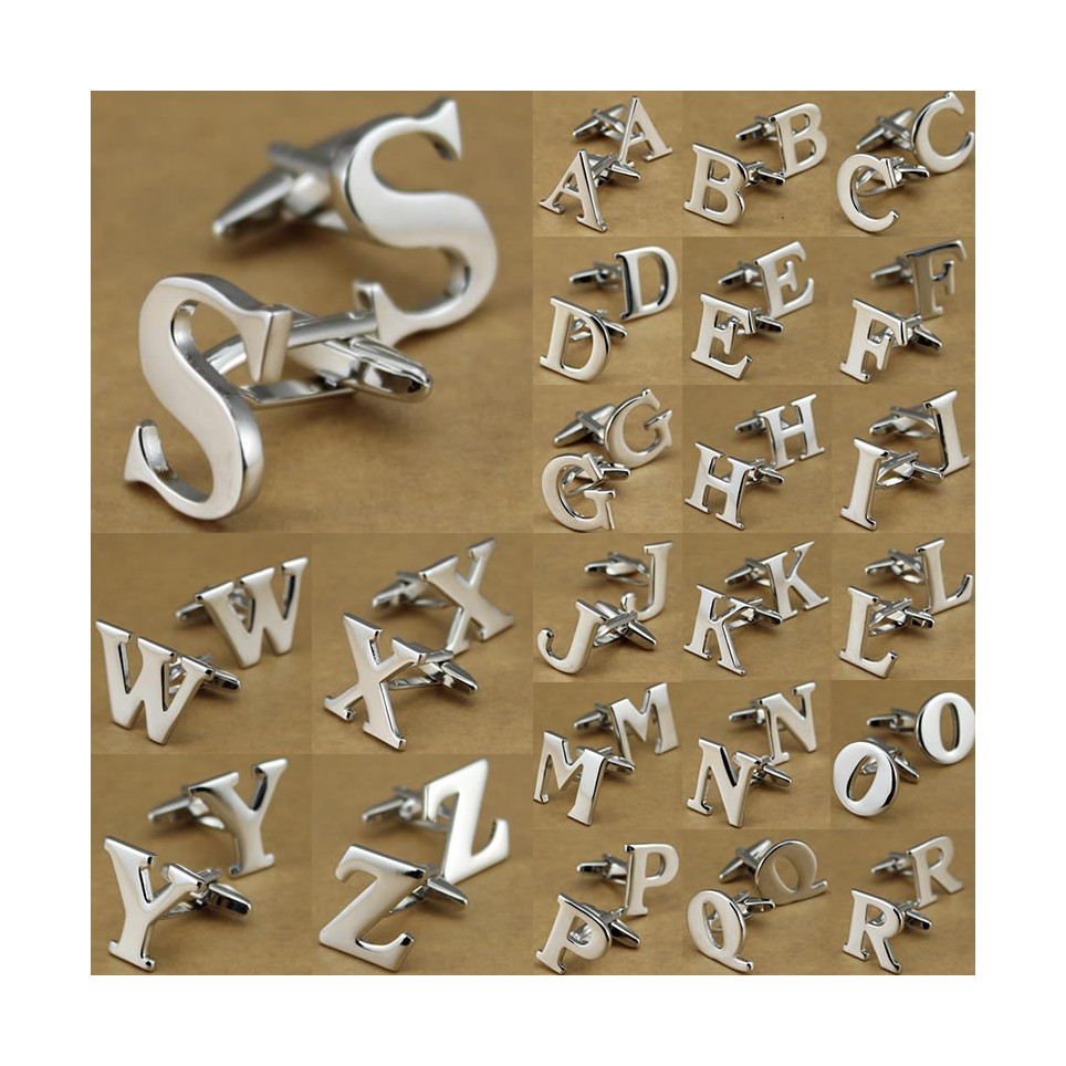 Silver mirror cufflink