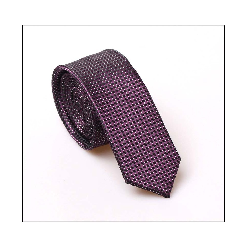 Cravate soie Violette à pois blancs